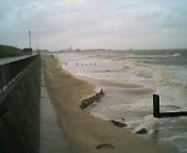 Gorleston Beach - Autumn storms have lowered the level of the beach